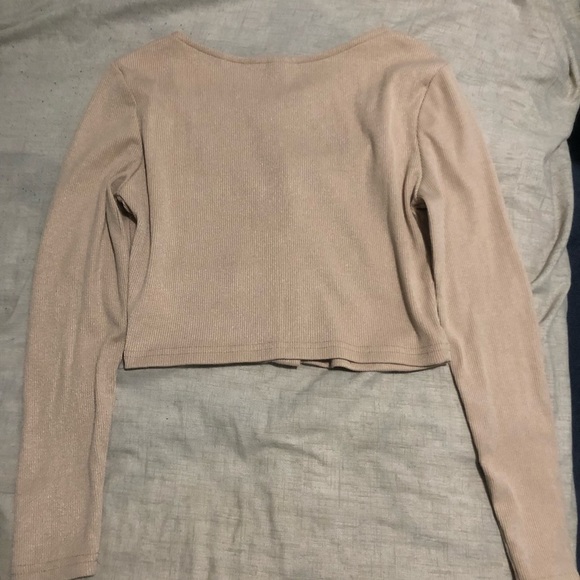 NWOT 2 Cropped Button Ribbed Long Sleeve Scoop Neck Tops - Picture 4 of 9